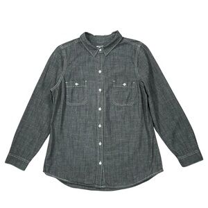 Old Navy Women’s Dark Gray Chambray L/S Button Up Shirt Size Medium
